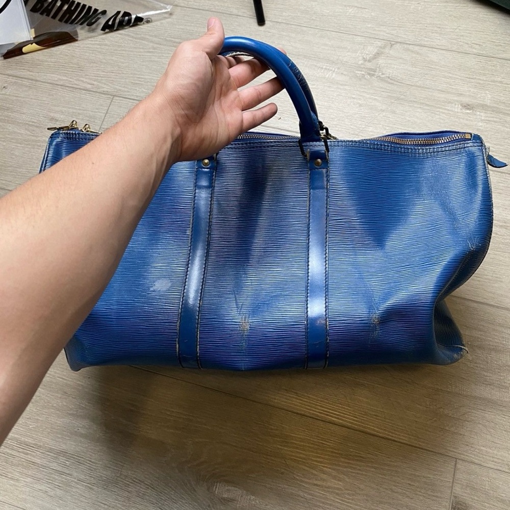 Louis Vuitton Blue Epi Keepall 50